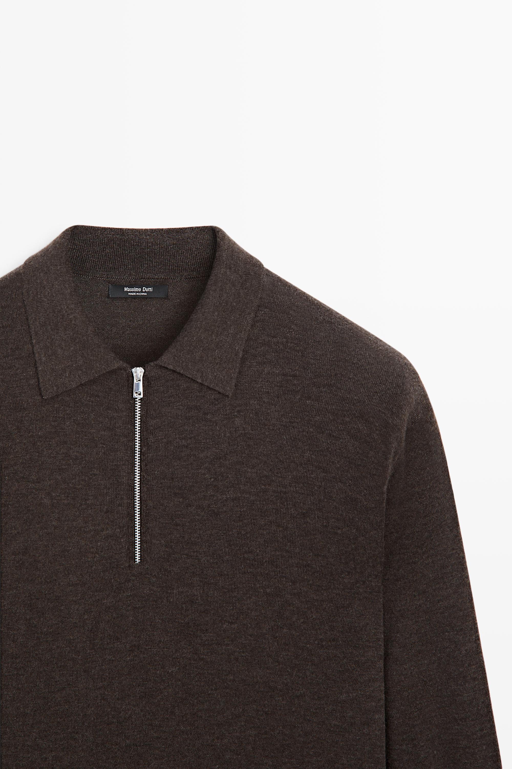 Wool blend quarter-zip knit sweater